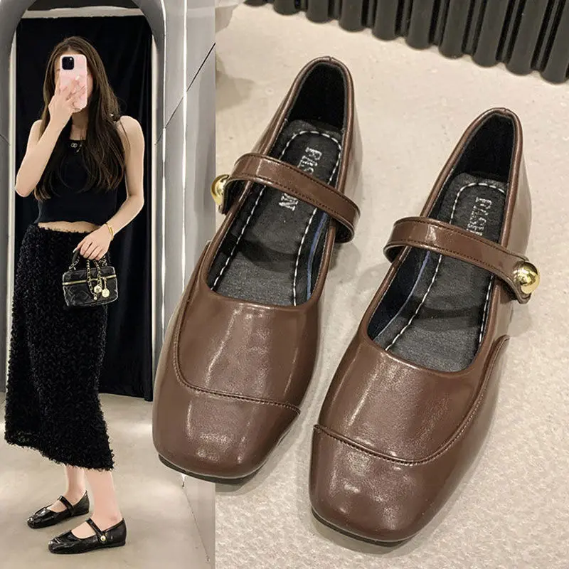 

Shoes for Women Summer New Gentle Retro Small Leather Shoes with Skirt Thick Mary Jane Shoes Luxury Shoe