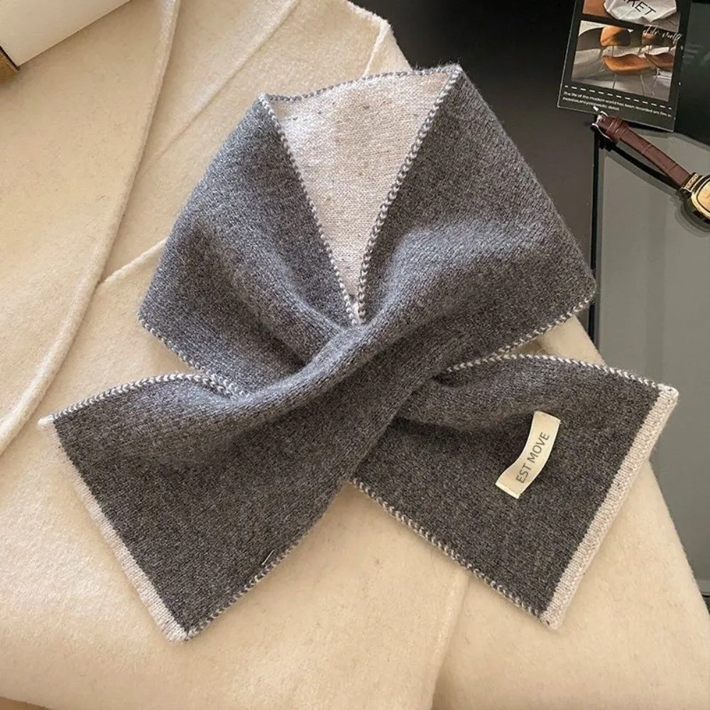 Soft Knitted Cross Neck Scarf All-Match Design Warm Fabric Knitted Neck Warmer Cross Style Decorative Collar Wrap