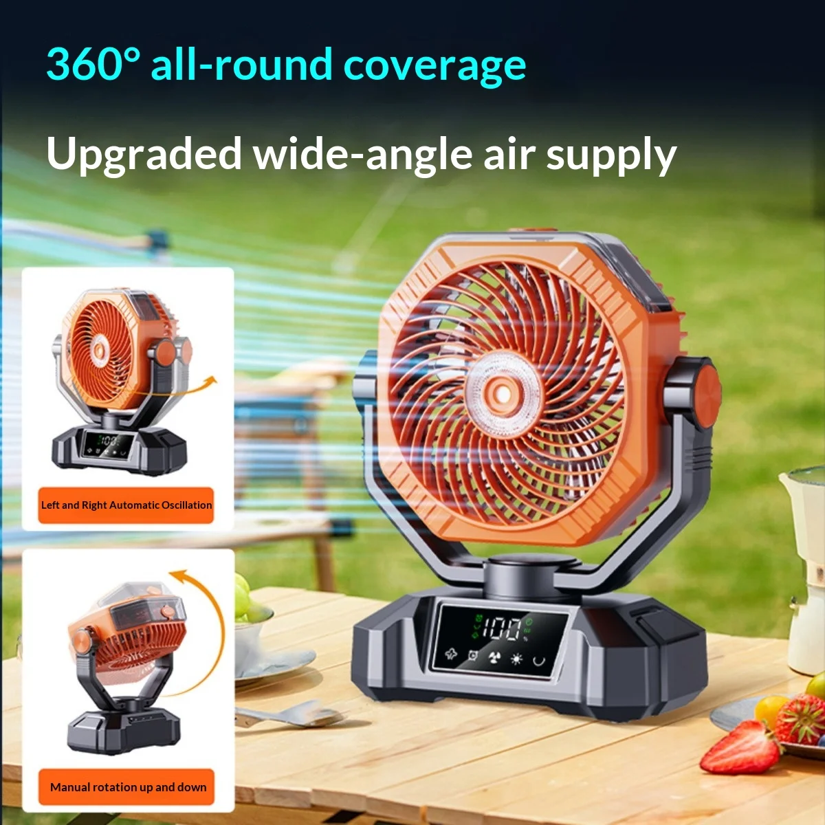 Camping Ceiling Fan 20000Mah Rechargeable Camping Circulator with Light and Remote Control Cool Air Circulation Camping Fan view 3