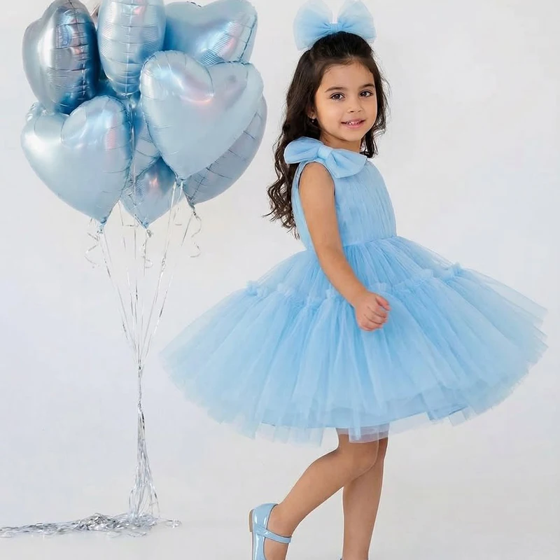 Eightree One Shoulder Princess Dress Bubble Tutu Birthday Party Gown Performance Pageant Attire Formal Celebration Girls Outfit