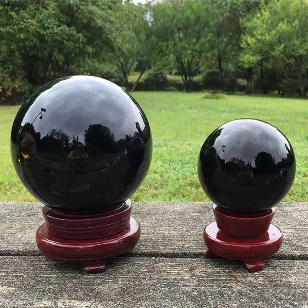 Natural Black Obsidian Sphere  Crystal Ball Polished Stones Healing Crystals feng shui Sphere for Decoration Without Base
