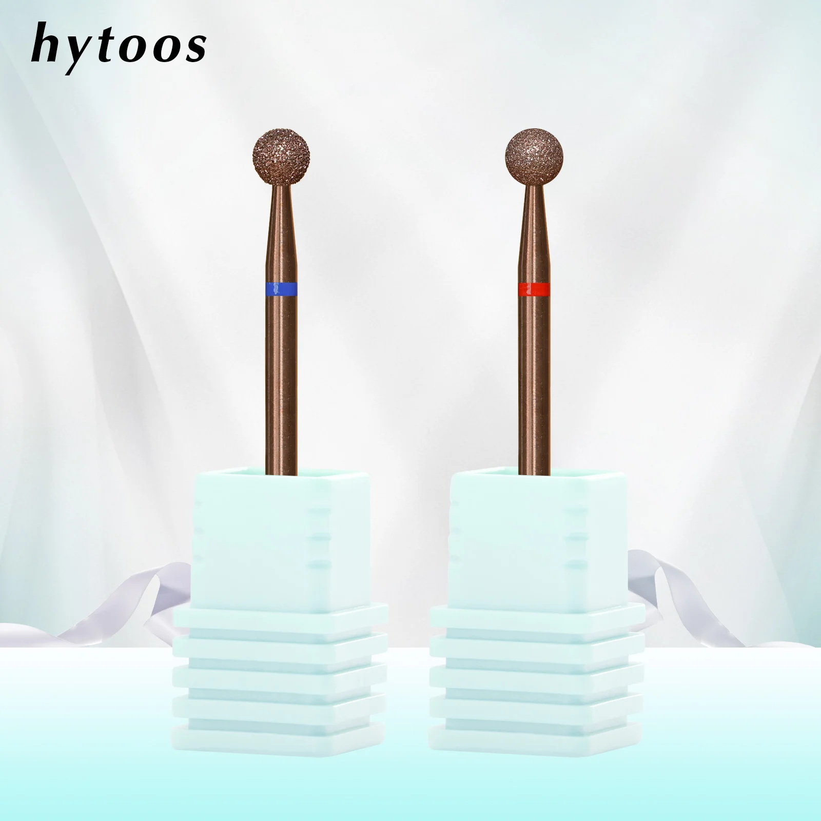 HYTOOS 4mm Ball Copper Coated Diamond Nail Drill Bits Russian Cuticle Clean Burr Dead Skin Cleaner Pro Manicure Removal Tool