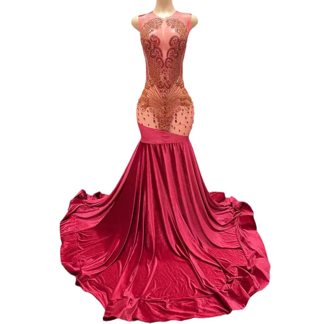 Long Perspective Fishtail Wedding Dress Trailing Tail Slim Fit Elegant Host Party Dinner Photography Dresses Woman Wedding Guest