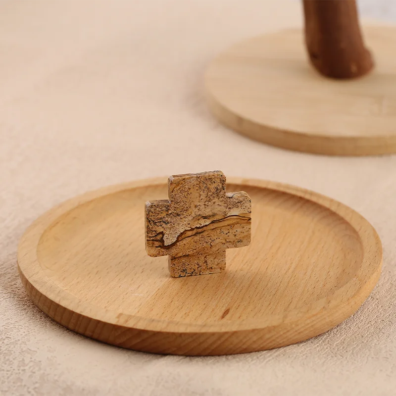 Natural Stone Picture Jasper Cross Carved Pendant for Necklace,Jewerly accessories for Jewelry Making