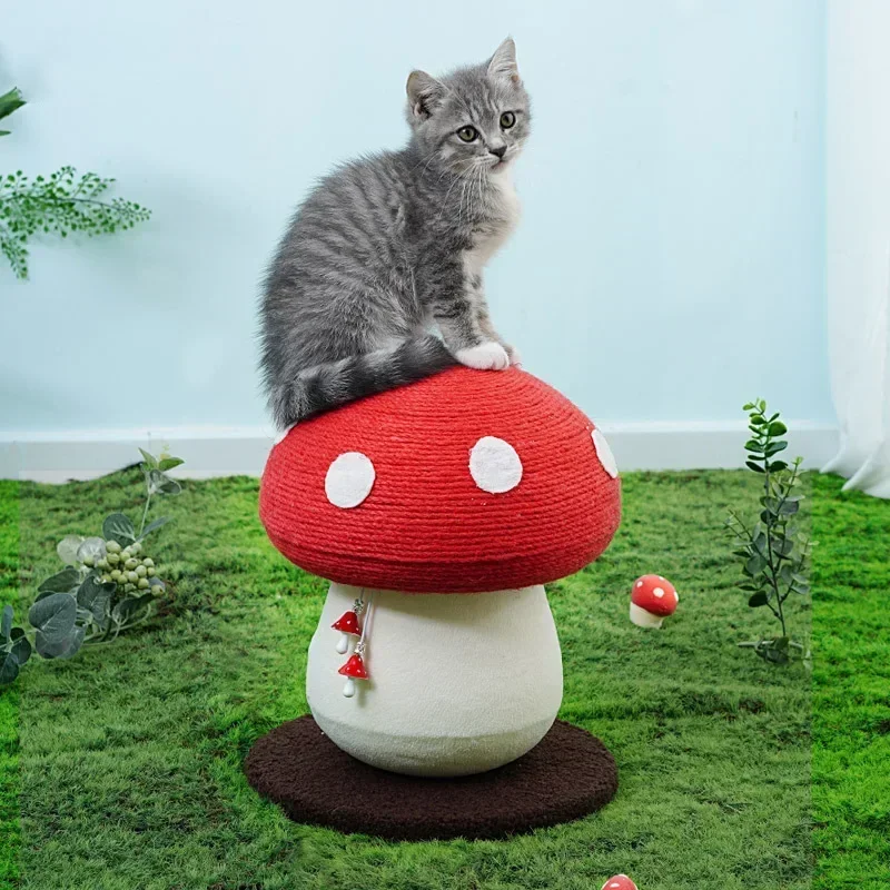 Cat Abrasion Toy Red Mushroom Cat Climbing Frame Sword Hemp Simulation Mushroom Column Wear-resistant Scratching Board Anti