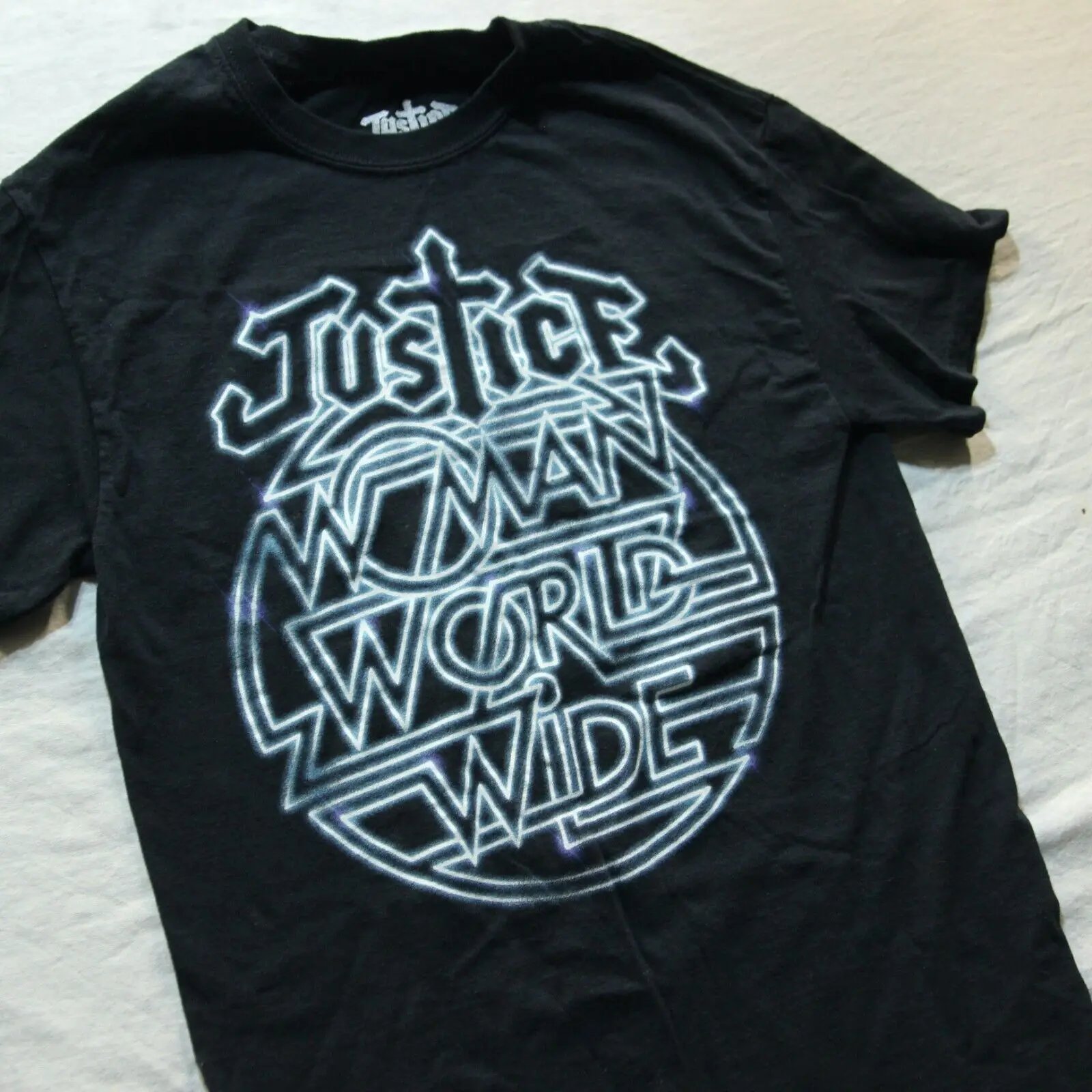 Justice EDM Band Tee Woman Worldwide Album Merch DJ House Techno Dance T Shirt S