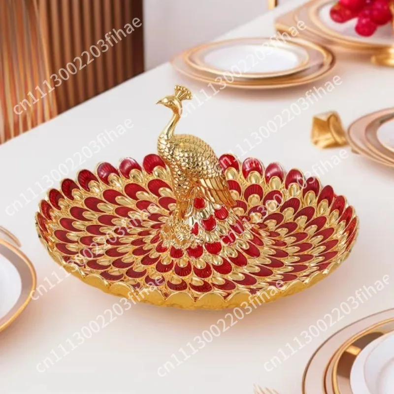 Creative and exquisite relief peacock fruit dried plate household living room dining table snack storage snack plate ornament