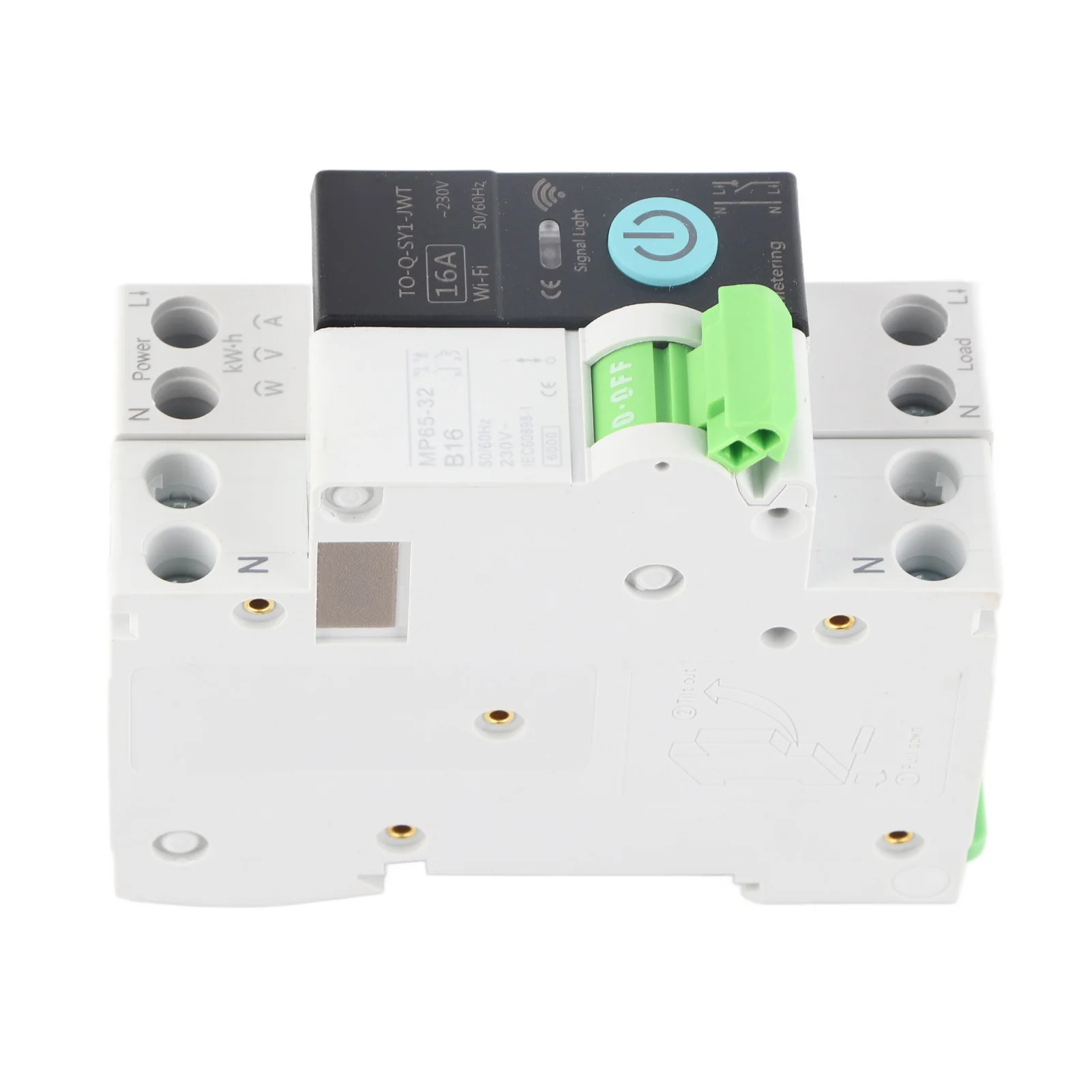Smart WiFi Circuit Breaker 1P+N Remote Control Circuit Breaker 16A Flame Retardant Pa66 with Metering for Office Building