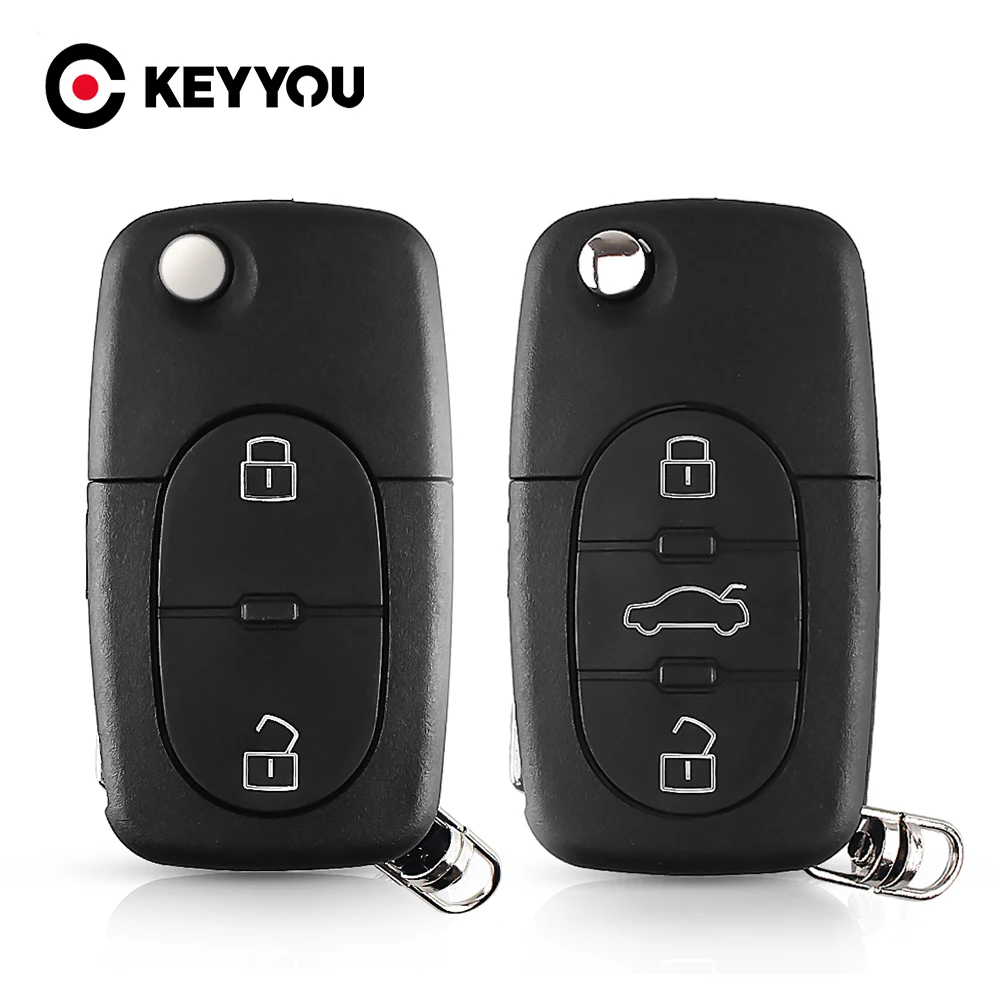 KEYYOU telecomando Fob Flip pieghevole sostituzione chiave dell\'automobile Shell per VW Volkswagen Golf Polo T5 Passat Skoda Beetle CR2032 lama