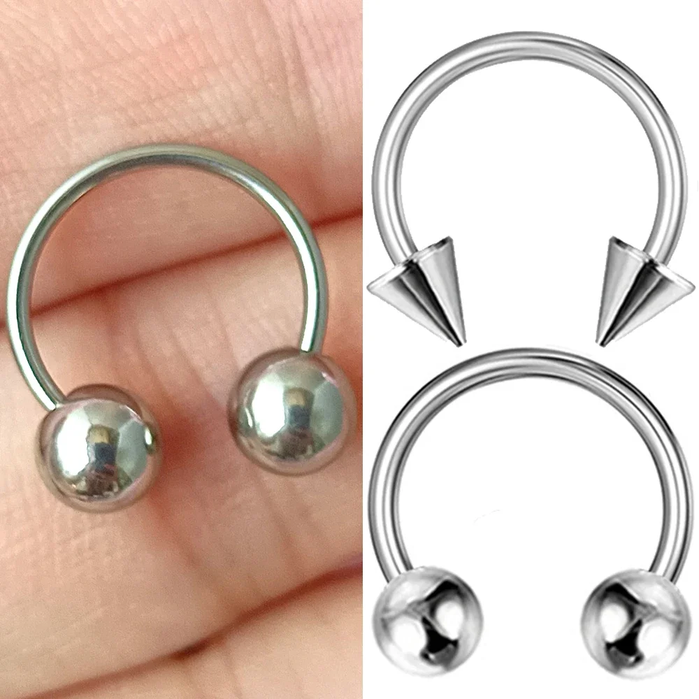 1/5Pcs/Pack (5/6mm Cone&Ball) Stainless Steel 14G/16G Helix Nose Ring Septum Piercing , Ear Cartilage Earrings Body Jewelry Punk
