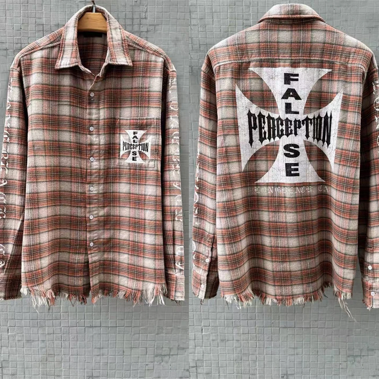 

Клетчатые клетчатые рубашки West Coast Choppers для мужчин и женщин, лучшее качество, ручная работа, разрушение кисточек на подоле, футболка большого размера