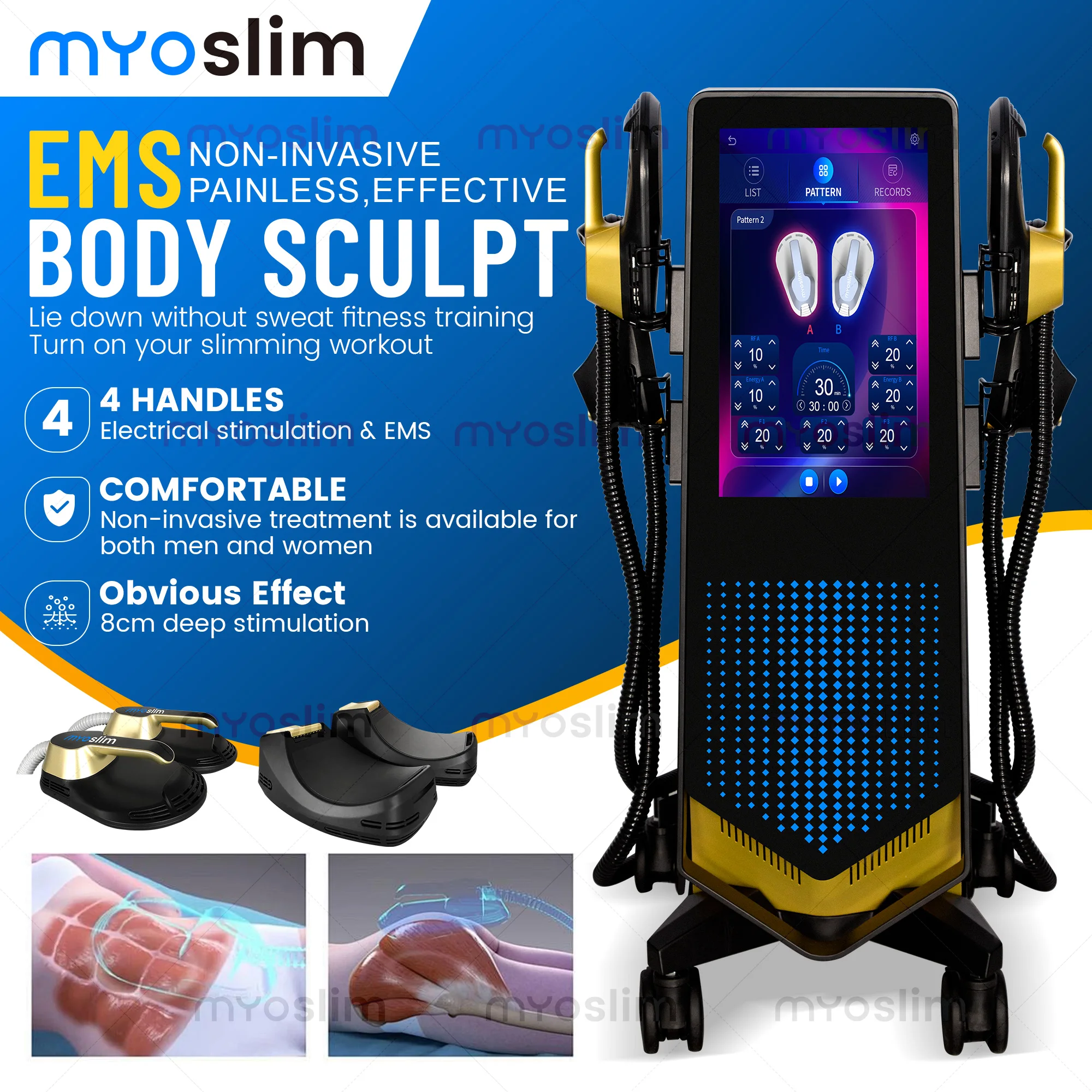 MYOslim Professional Body Shaping Machine Latest Model for Weight Loss Fat Reduction Body Contouring And Muscle Stimulation