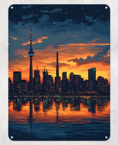 Toronto Canada Evening Metal Poster Wall Tin Sign Man Cave Shed Home Plaque --Tin Sign