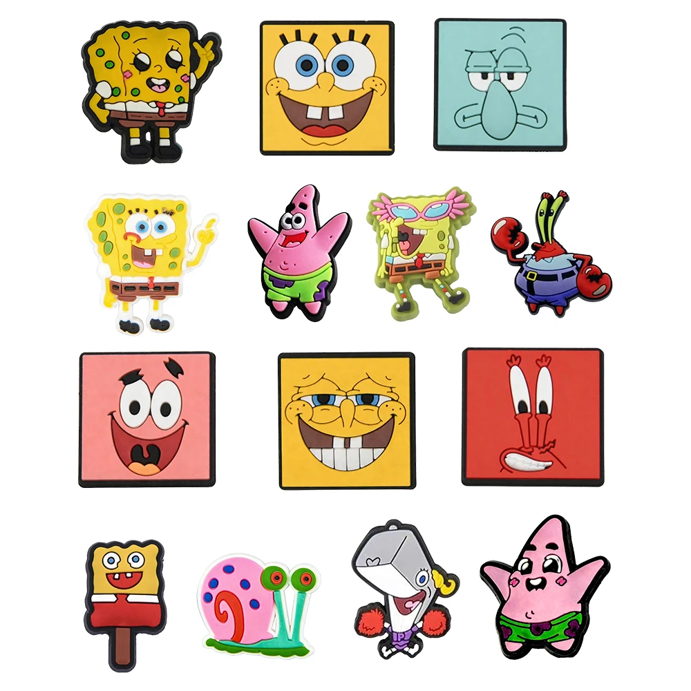 5-14PCS SpongeBob SquarePants Shoe Charm Mix Wholesale PVC C