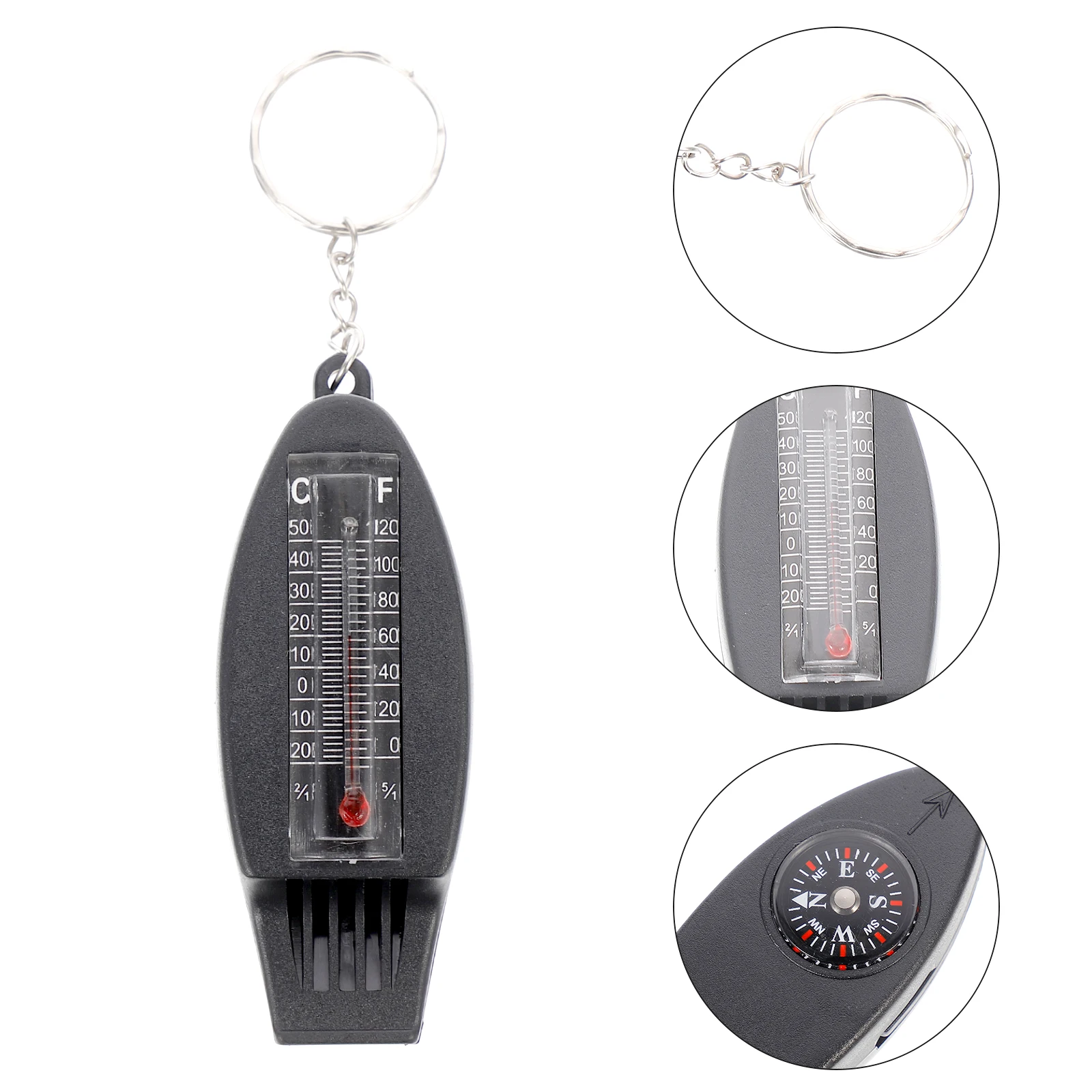 

Multifunctional Compass Whistle Keychain Mini Camping Travel Magnifying Glasses