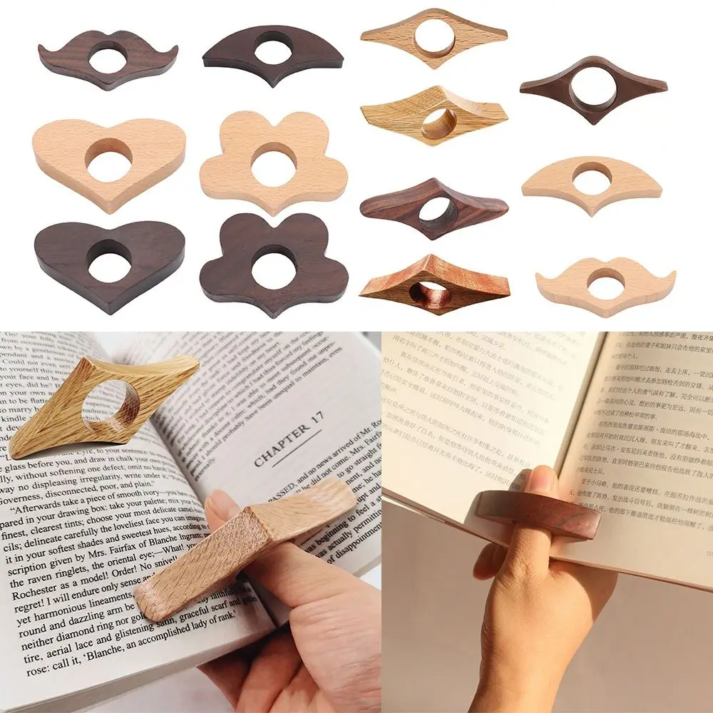 One Hand Reading Bookmarks, Page Turning, Fixo, Rápido Reading Aids Tools, Thumb Book Support, Madeira Book Page Holder para Estudantes