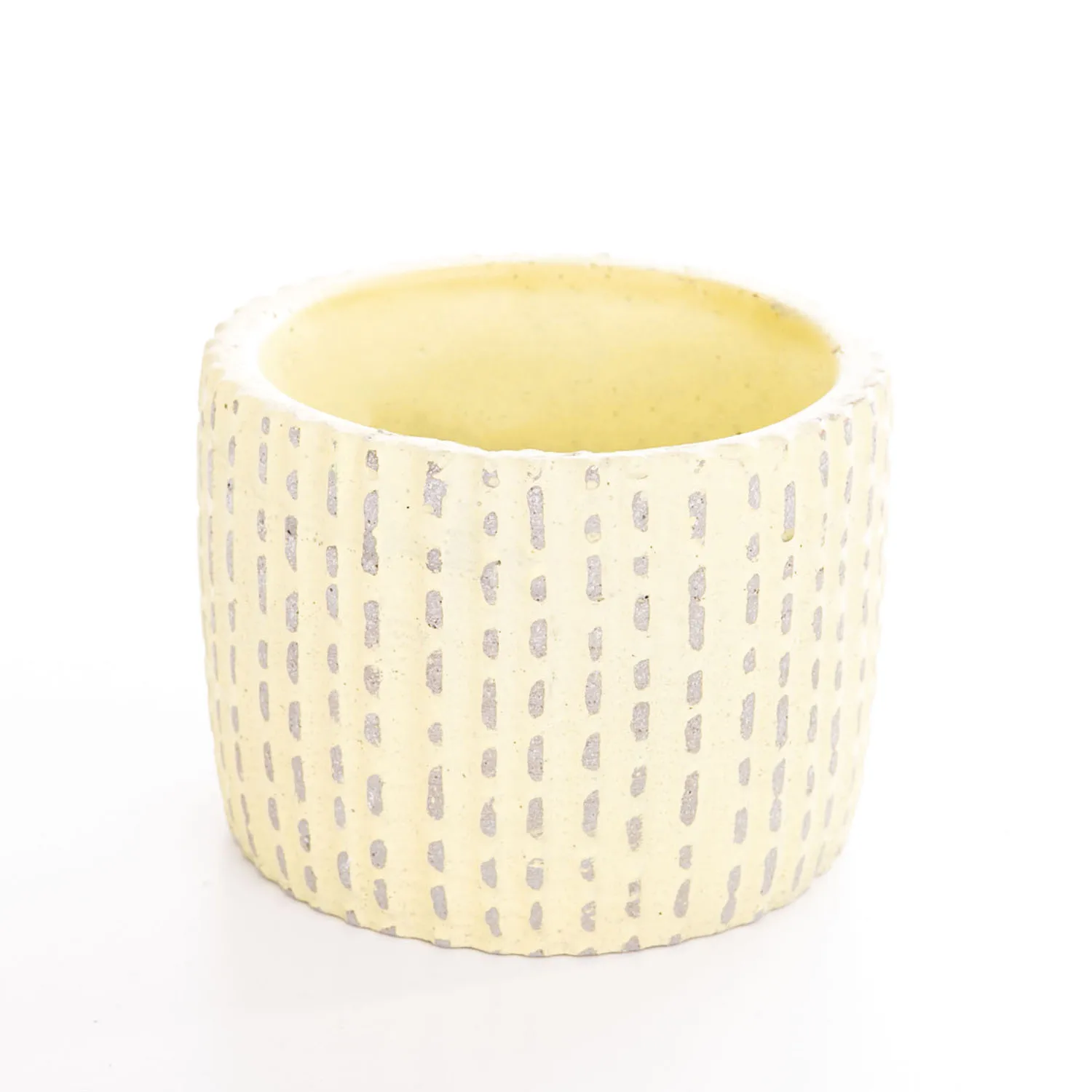 Veramaya striped tumbled concrete flower pot yellow 12,5x10 Cm