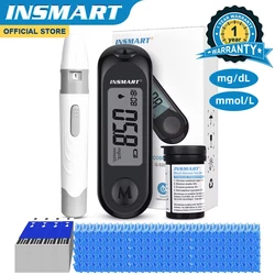 INSMART Medidor de glicose no sangue Kit de teste de diabetes 50 Tira de teste de glicose no sangue Kit de glicosímetro Monitor de açúcar no sangue 5S resultado rápido