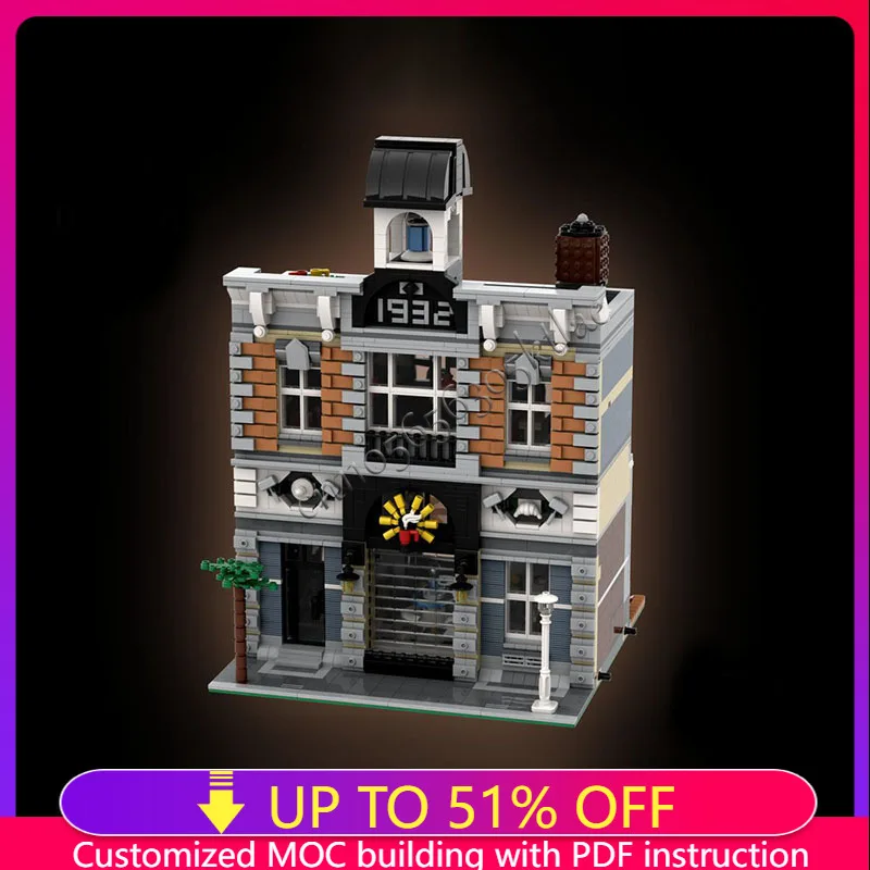 

2625 шт. Sweet Brigade MOC, набор строительных блоков, пожарная станция, тематическая архитектурная модель, кирпичи, развивающие игрушки «сделай сам», подарки для детей