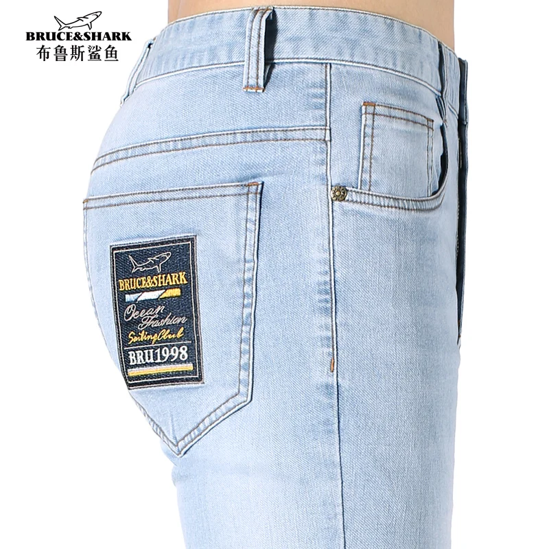 

2023 New Summer Men's Jeans Thin Bruce&Shark Men's clothing Straight Leg Loose Style stretching korean fashion Jeans Big Size