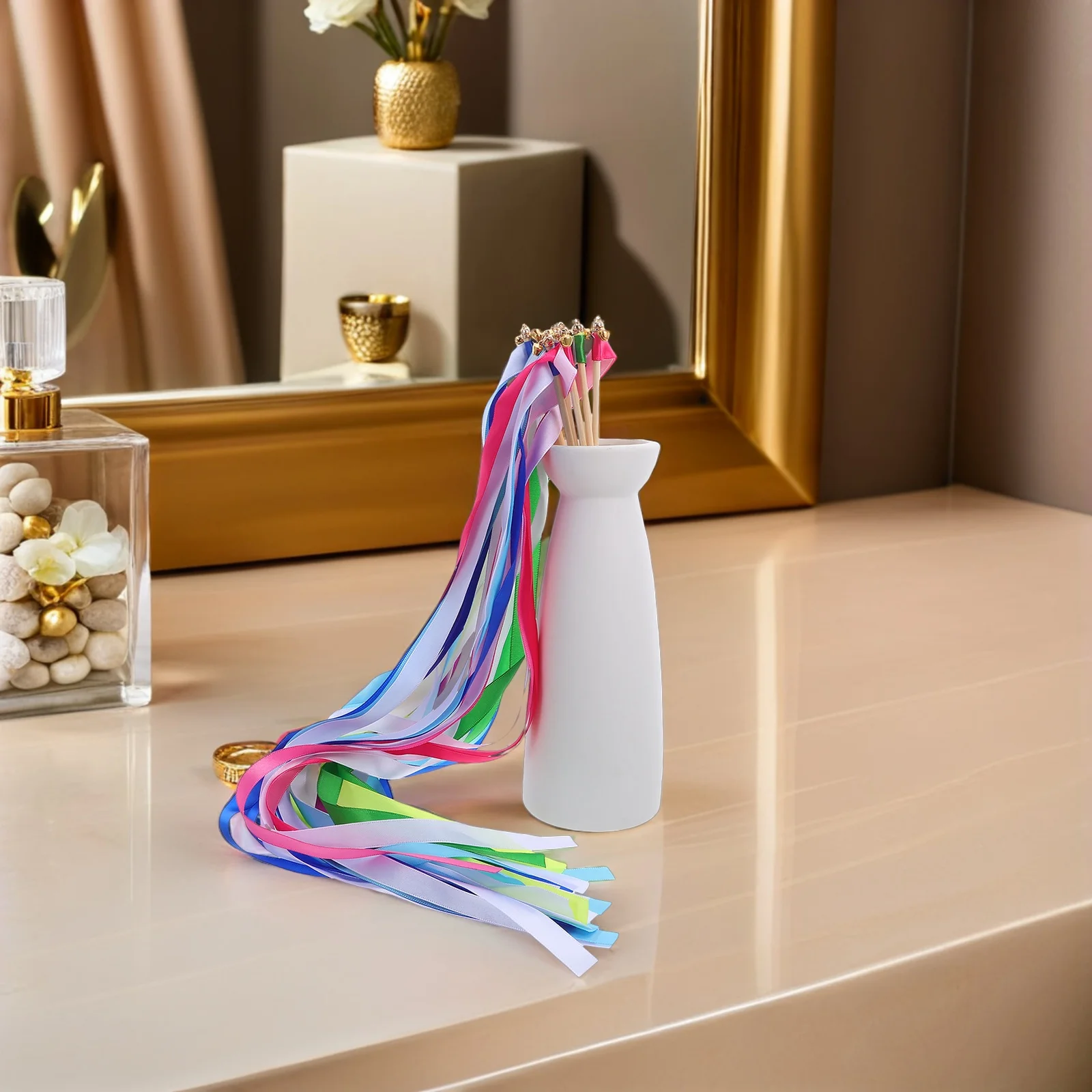 

20 Pcs Venue Setting Props Wedding Bell Wand Bride Ribbon Party Favors Streamers Sticks