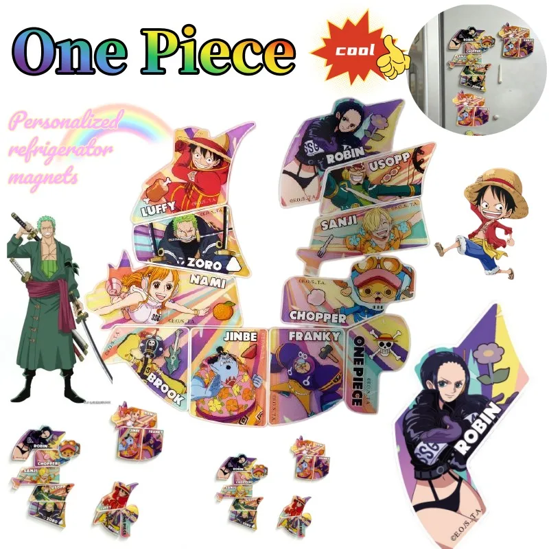 

One Piece Magnetic Refrigerator Sticker Cute Fashion Cartoon Personalized Creative Kawaii Simple Fridge Magnet Gift for Friends
