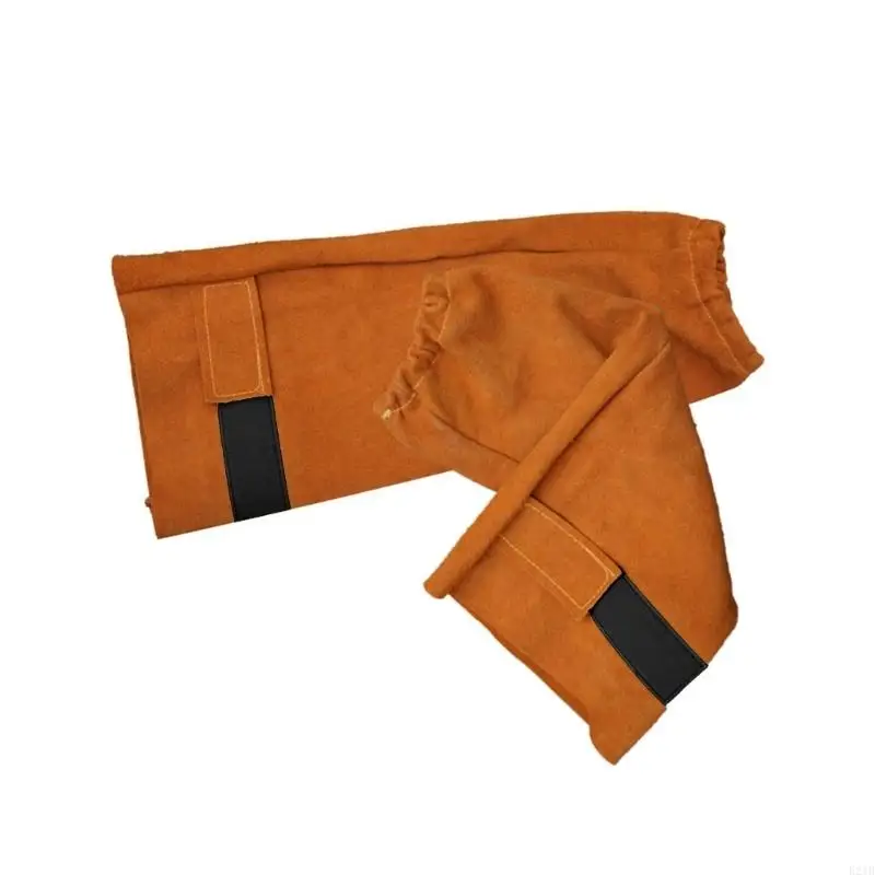 Leather Welding Arm Guards Sleeves Flameproof with Heat Resistant Properties for Metal Workers Metalwork Mechanics 2pcs view 2
