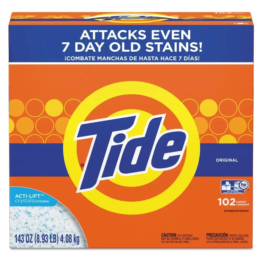 Tide Original HE Turbo Powder Laundry Detergent with Acti-Lift Crystals Attack 7 Day-Old Stains Concentrated Formula 113 Loads