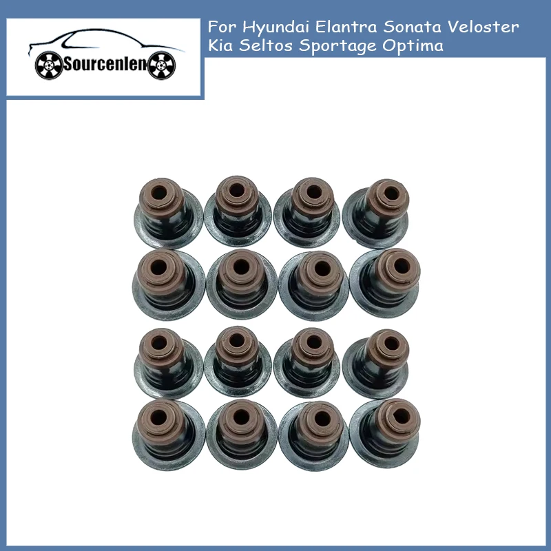 222242G000 22224-2G000 16PCS  Valve Stem Oil Seal Fit for Hyundai Elantra Sonata Veloster for Kia Seltos Sportage Optima