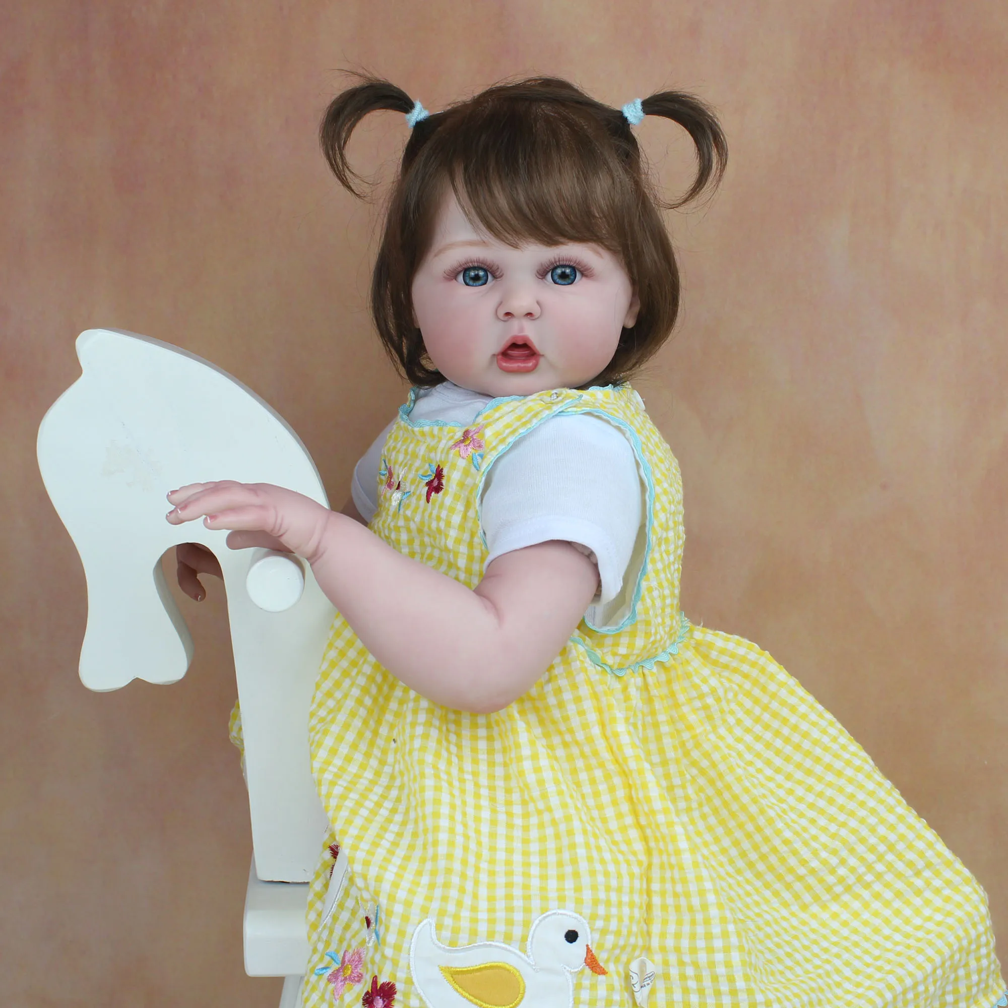 60 CM New Hand-Detailed 3D Paint Skin Silicone Reborn Baby Toddler Finished Doll Toy For Girl Realistic Dress Up Princess Bebe