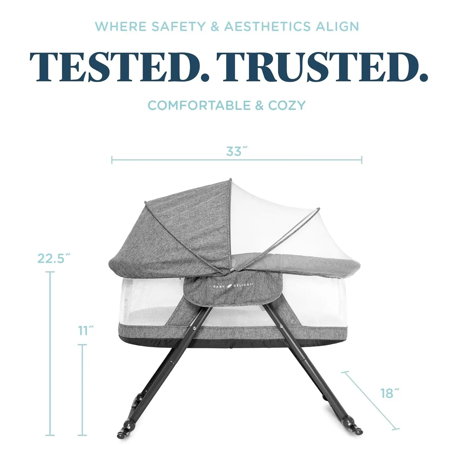 Portable Rocking Bassinet with Removable Canopy, Safe & Cozy for Babies Up to 5 Months