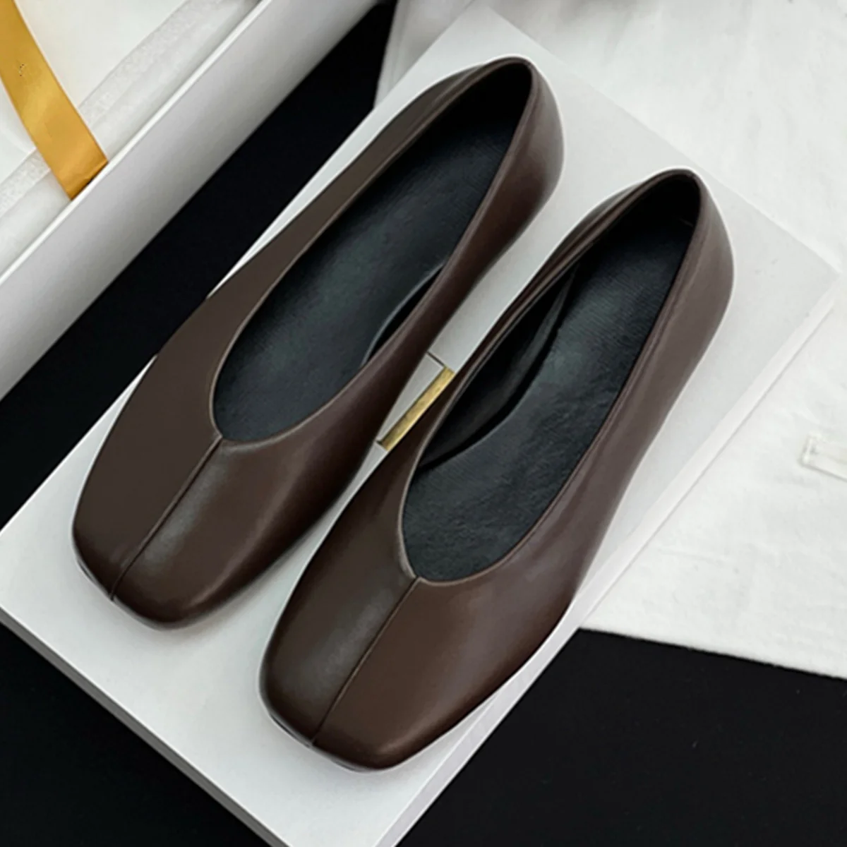 

Jenny&Dave 2026 Spring Minimalist French Lazy Fashion Grandma Shoes Vintage Square Toe Flats Loafers Ballet Shoes Loafers Woman