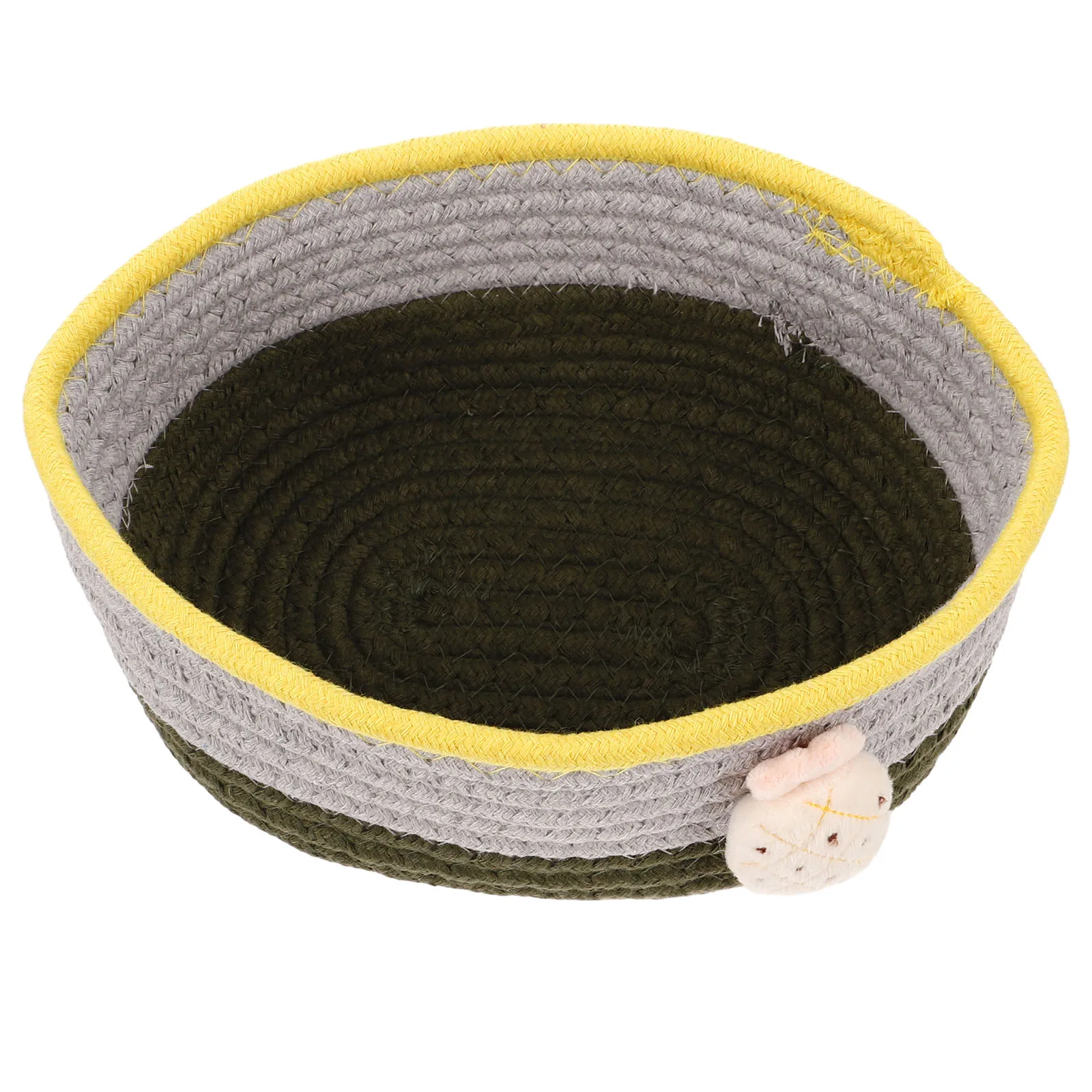 Cesta de almacenamiento tejida de cuerda de algodón, organizador práctico para el hogar, libros, juguetes, maquillaje, artículos diversos, soporte de escritorio, piña, 1 ud.