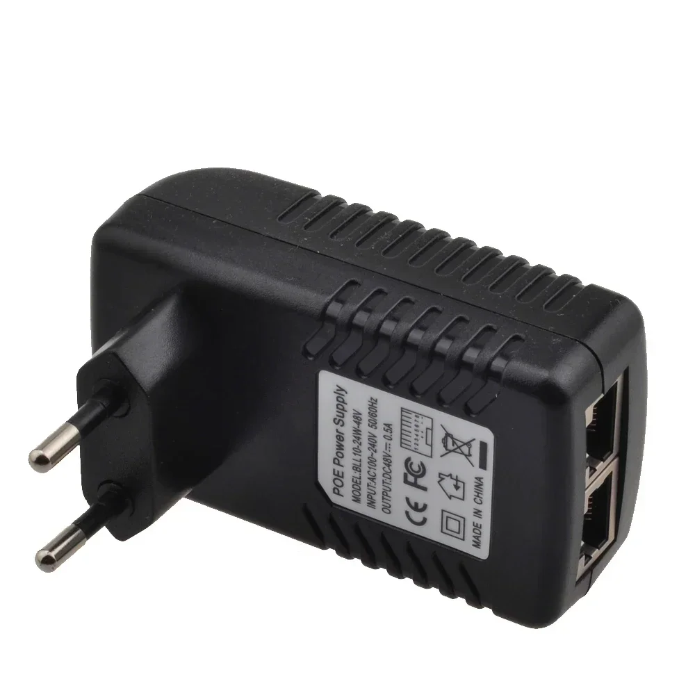 Ethernet CCTV Power Adapter 48V POE Injector 0.5A 24W, Compatible with IEEE802.3af for IP Camera, POE Pin4/5(+),7/8(-)