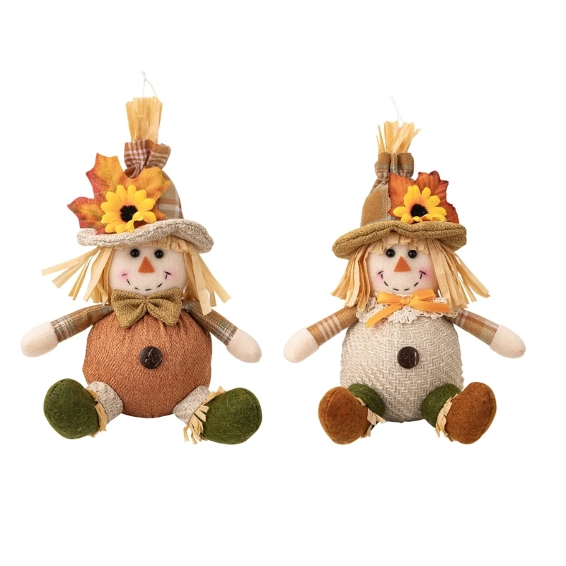 

Thanksgiving Scarecrows Sphere Hanging Artistic Straw Scarecrows Sphere Accent for Thanksgiving Celebration and Gifting