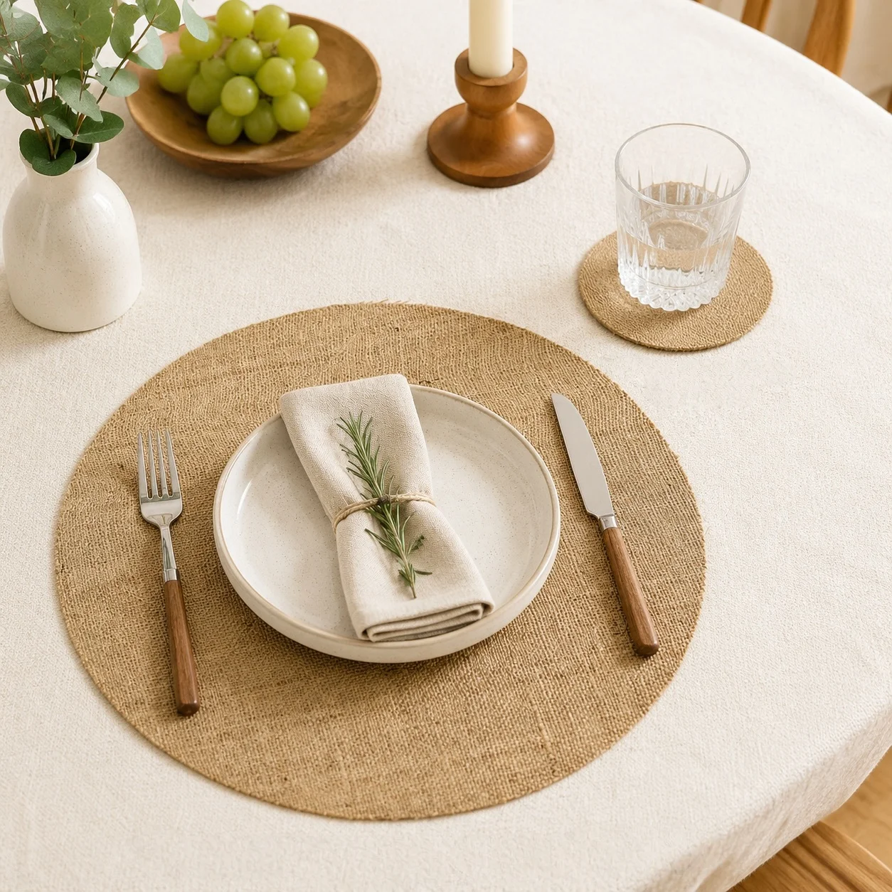 30/40/50pcs Solid Color Jute Placemats Are Suitable for Coffee Tables, Breakfast Tables, Snack Bars and Outdoor Picnics