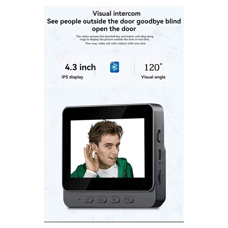 Y43A-2X Doorbell Video Intercom Camera Inteligente Wireless By Night Vision 4.3Inch Screen For Security Smart Home Apartment