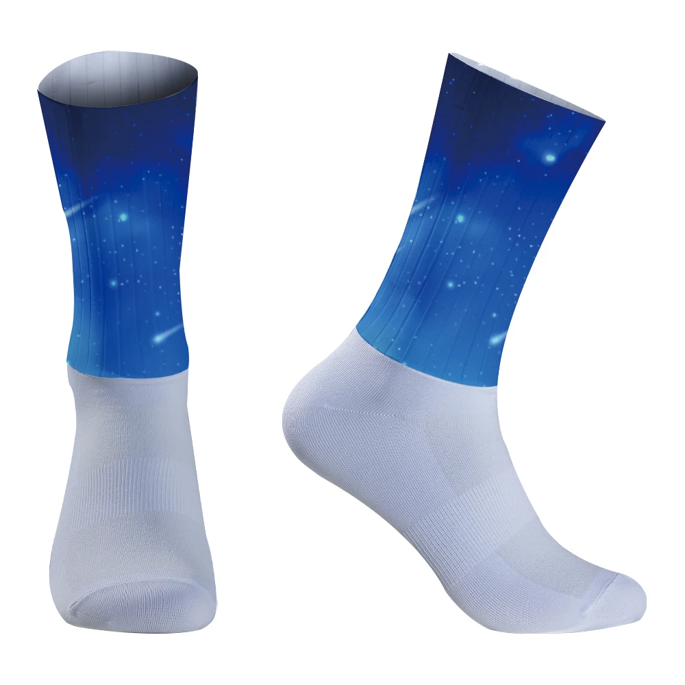 2024 New Anti Seamless Slip Silicone Cycling Pro Team Socks Outdoor Running Sport Champion Rainbow Bike socks