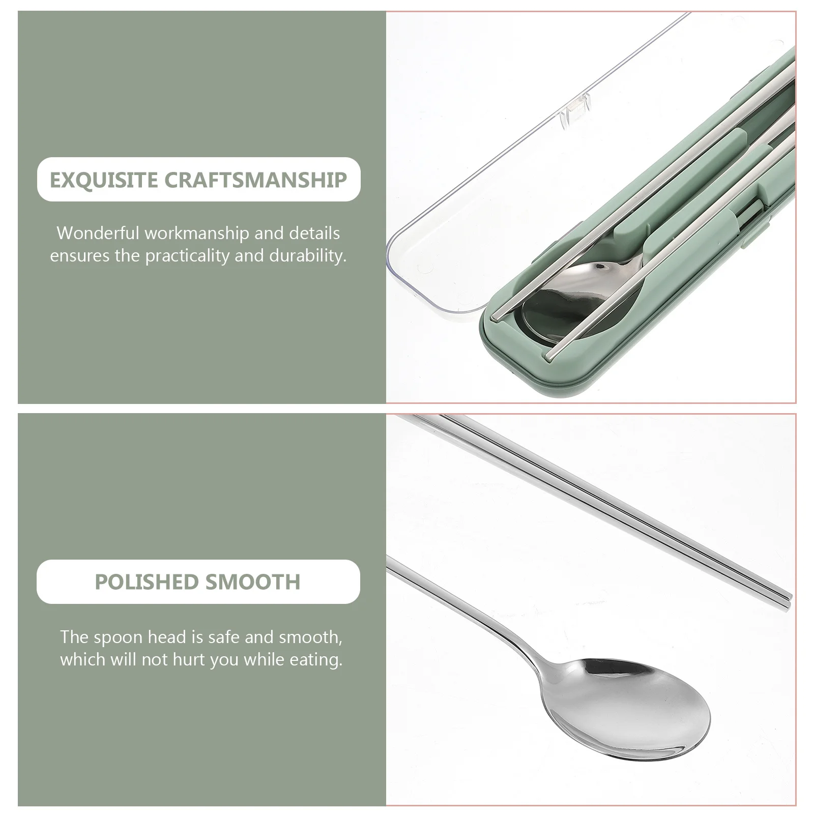 

1Set Stainless Steel Cutlery Set Portable Tableware Outdoor Camping Supplies Smooth Spoon Metal Chopsticks Portable Tableware
