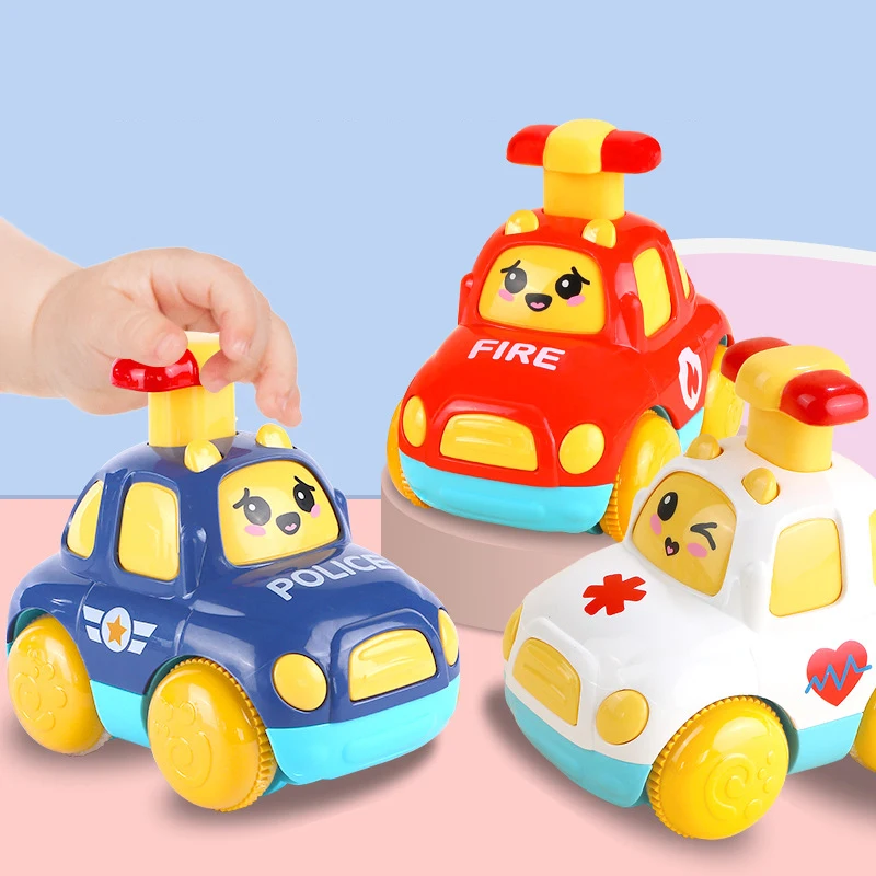 Children Toys Cars Toys for Boys 1 2 3 Ages Cartoon Inertia Press and Go Cars Toys for Kids Pull Back Fire Engine Toy Baby Gifts