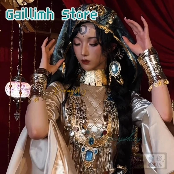 

Game Sultan's Game Golden Maggie Cosplay Costume Long Robe Metal Accessories Full Set Outfit For Halloween Party Adult Women