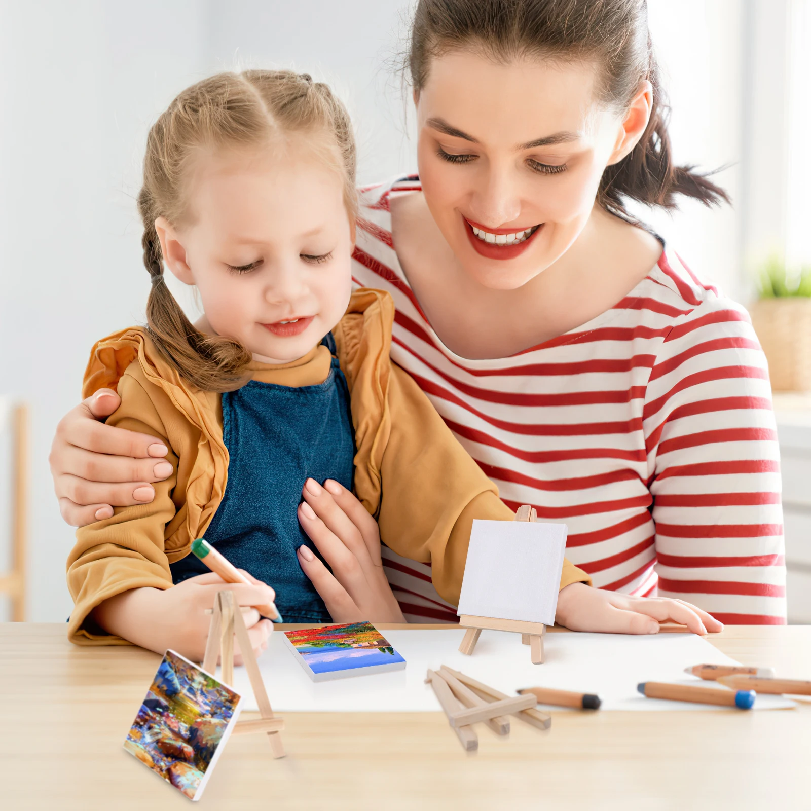 

12 Sets Small Children's Oil Easel Kids Painting Canvas Picture Minis for Water Color Baby