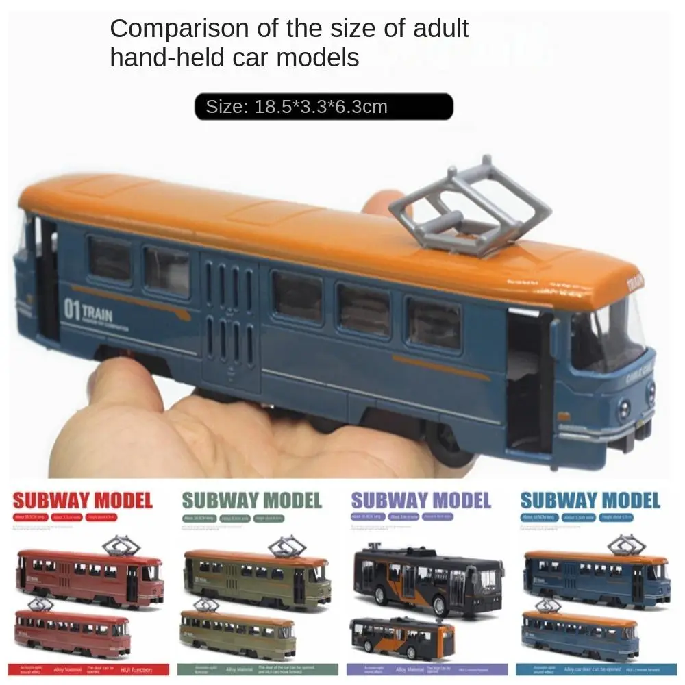 Simulation Rail Tram Light Rail Tram Model Alloy 1:50 Sound and Light Bus Retro Five Color Rail Tram Train Model Kids Toys