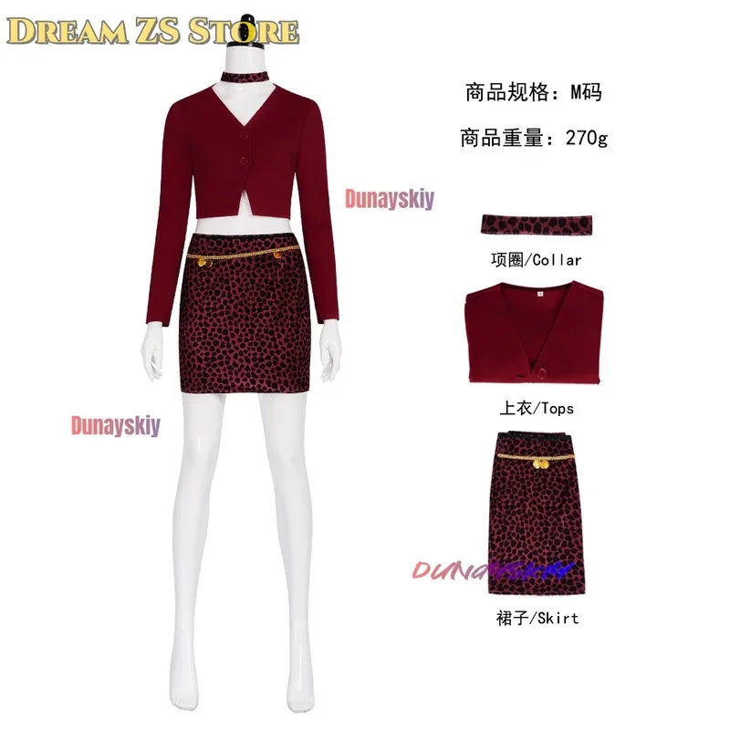 

XT8Nurse Maria Cosplay Movie Silent Fantsy Costume Terror Red Coat Sexy Leopard Skirt Hill Costume Halloween Party Suit forXT6@!