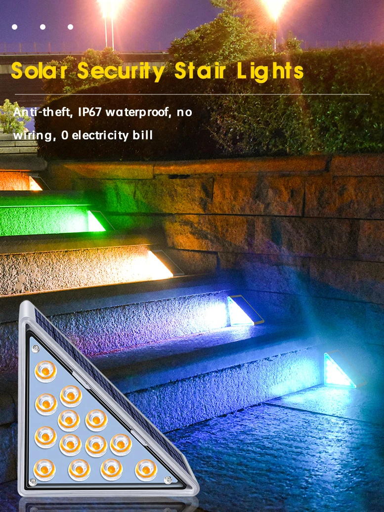 LED-Stufenleuchte, Treppenleuchte für den Außenbereich, IP67, wasserdicht, Solarleuchte mit Linse, Diebstahlschutz-Design, Dekorbeleuchtung für Garten, Terrasse, Weg