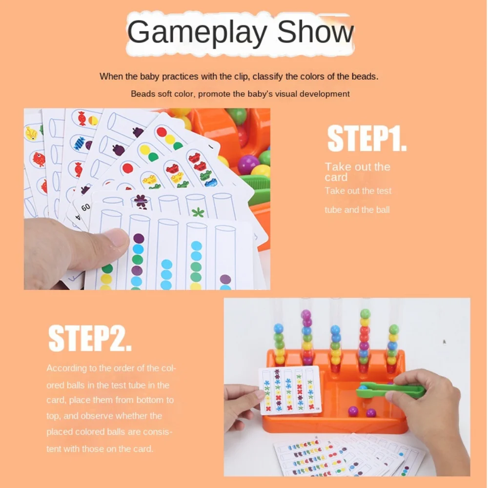 Color Classification Rainbow Beads Clip Toy Sensory Learning Puzzle Board Game Educational Game Hand Eye Coordination