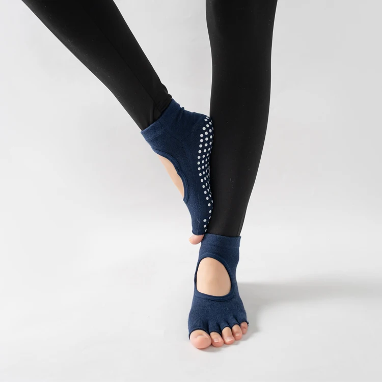 Frauen rücken freie Fünf-Zehen-Yoga-Socken rutsch feste Baumwolle Damen tanzen Balletts ocken öffnen halb atmungsaktive Fitness-Sports ocke für Pilates – Detail 28