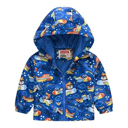 Boys and Girls Wind Cap Coat Assorted Cartoon Pattern Printed Zipper Coat Children Spring Wear