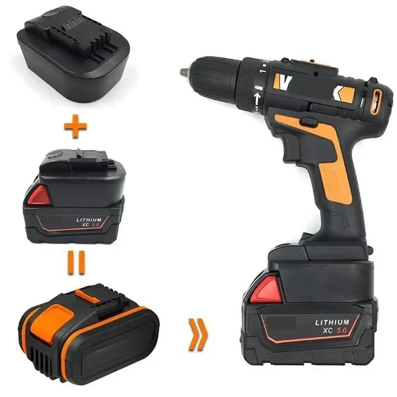 Convertidor adaptador de batería MWB18OWL para herramientas eléctricas pequeñas Worx naranja de 4 pines Compatible con baterías de litio Milwaukee de 18V