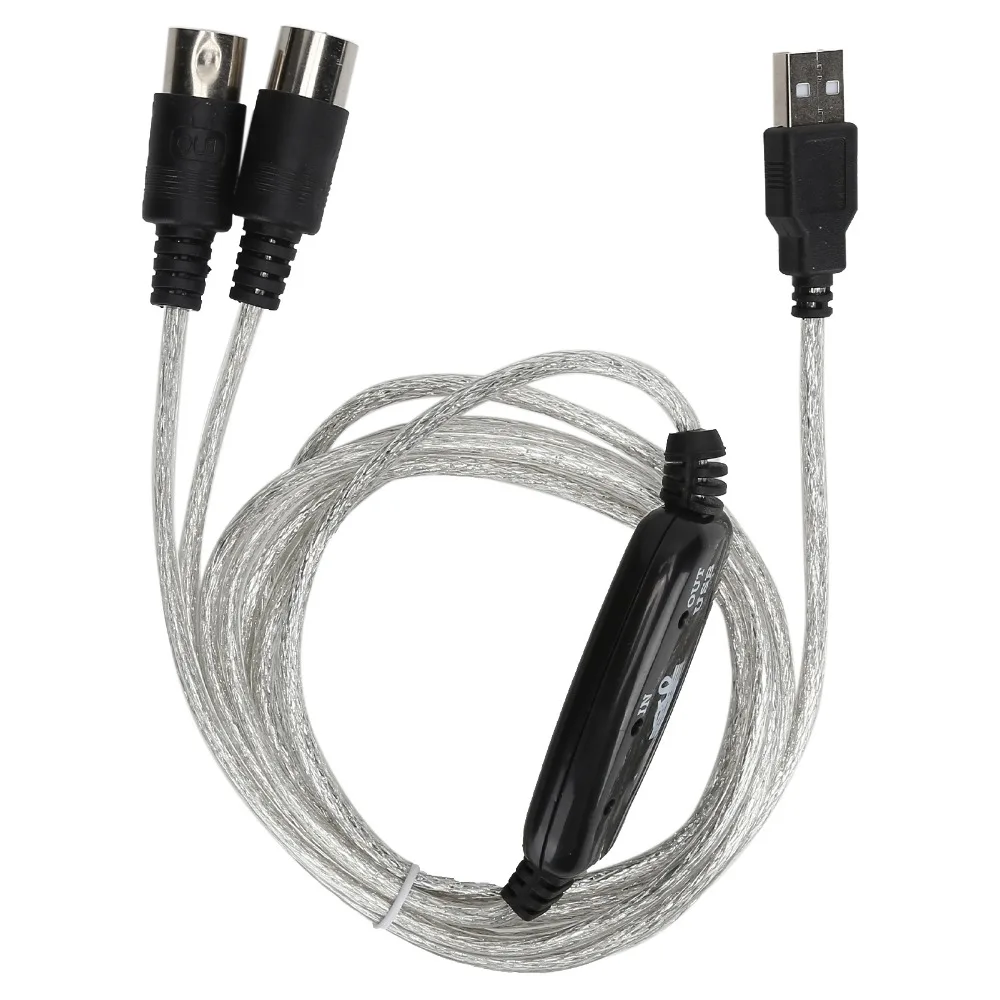2 Meters MIDI Cable 5 Pin Plug Play MIDI to USB Cord No Driver Needed for for XP / VISTA / OS X / Window7